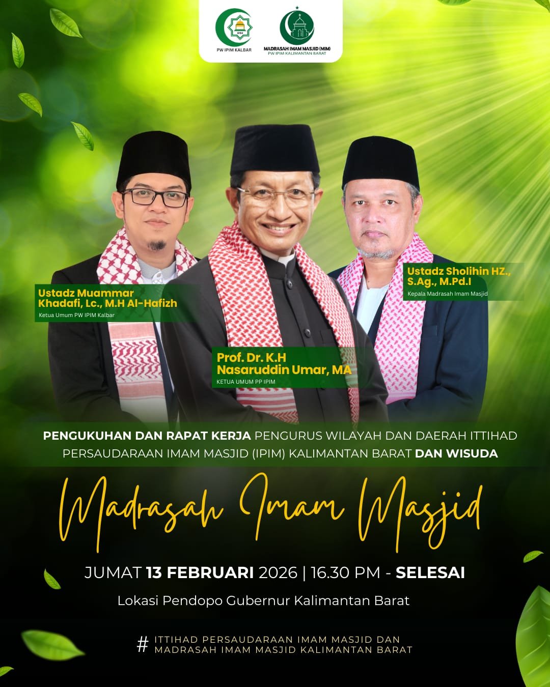 Momentum Sejarah! IPIM Kalbar Gelar Pengukuhan Akbar dan Wisuda Perdana Madrasah Imam Masjid di Pendopo Gubernur